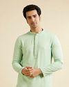 Light Mid Green Chikankari Embroidered Sequinned Kurta Set